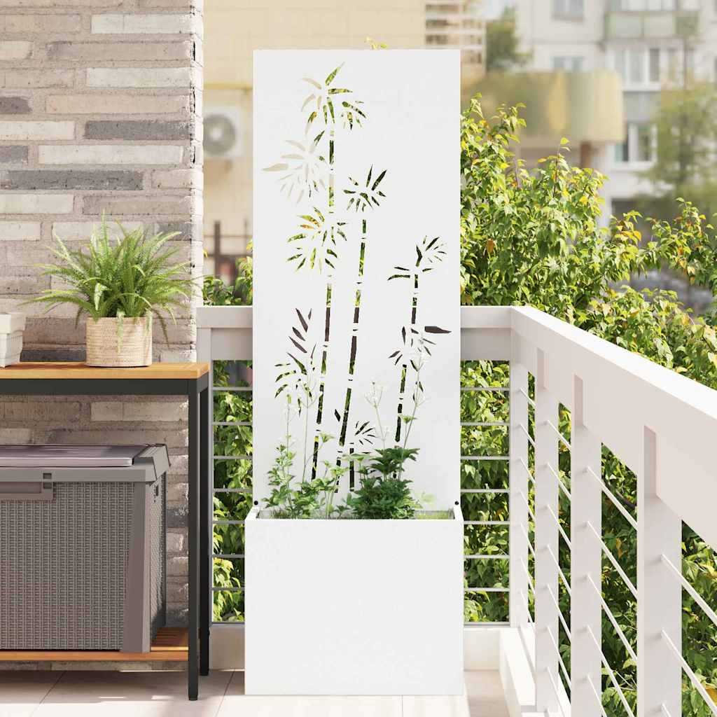 Garten Sichtschutz-Leinwand Floral Weiß 50 x 150 cm