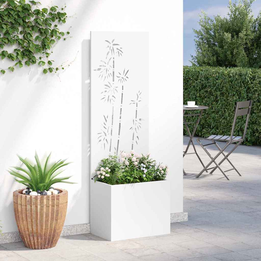 Garten Sichtschutz-Leinwand Floral Weiß 50 x 150 cm