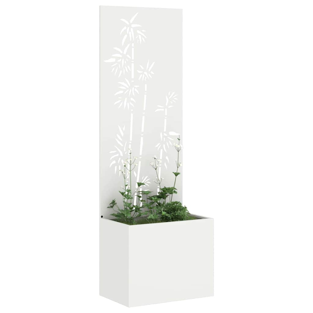 Garten Sichtschutz-Leinwand Floral Weiß 50 x 150 cm