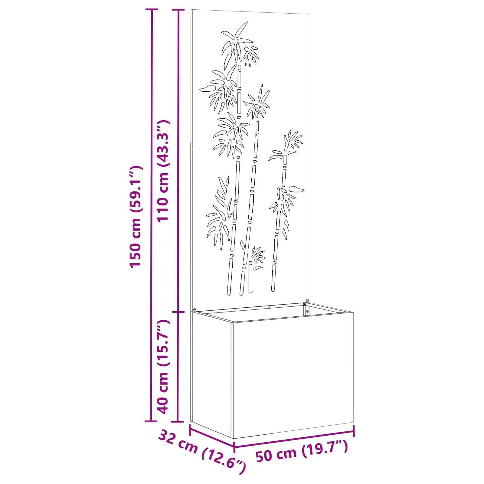Garten Sichtschutz-Leinwand Floral Weiß 50 x 150 cm