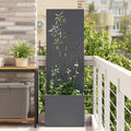 Garten Sichtschutz-Leinwand Floral Anthrazit 50 x 150 cm