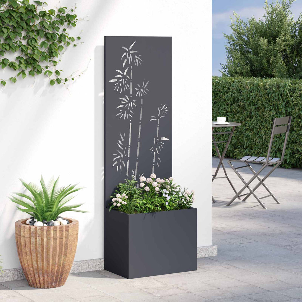 Garten Sichtschutz-Leinwand Floral Anthrazit 50 x 150 cm
