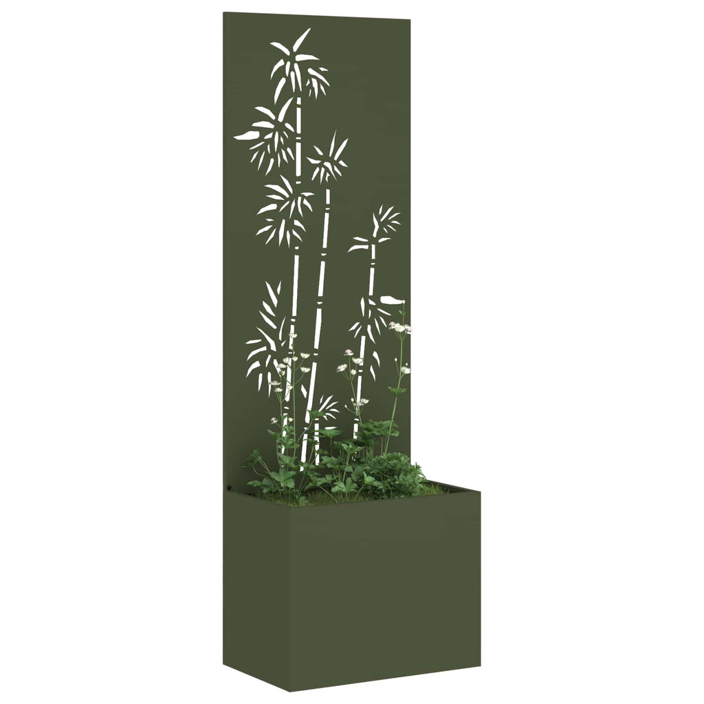 Garten Sichtschutz-Leinwand Floral Olivgrün 50 x 150 cm
