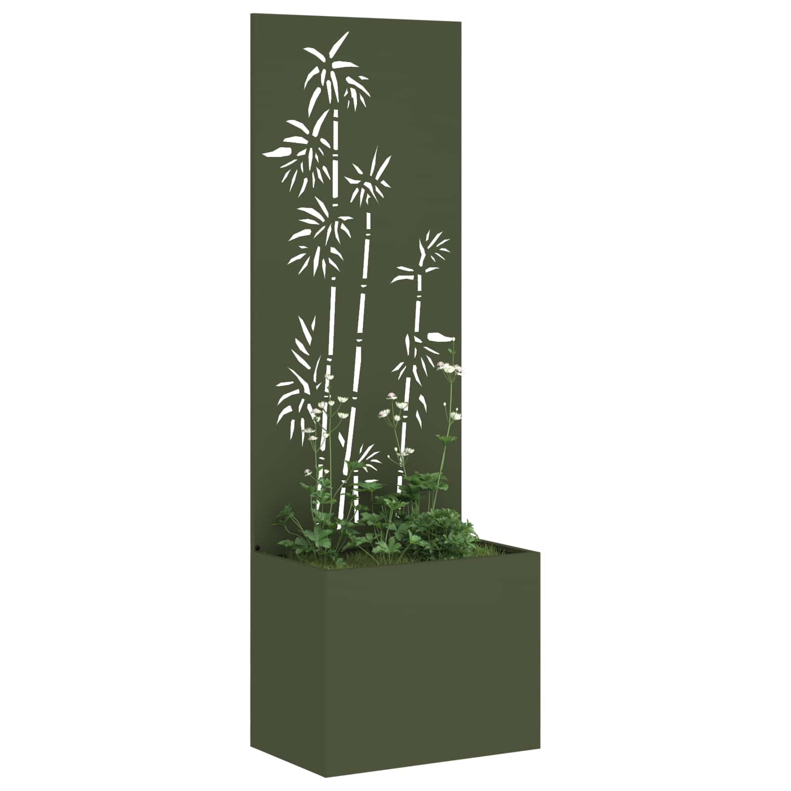 Garten Sichtschutz-Leinwand Floral Olivgrün 50 x 150 cm