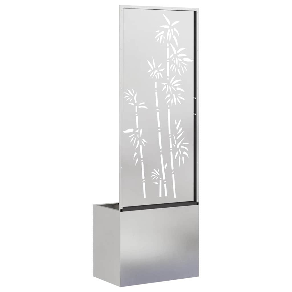 Garten Sichtschutz-Leinwand Floral Silber 50 x 150 cm Edelstahl