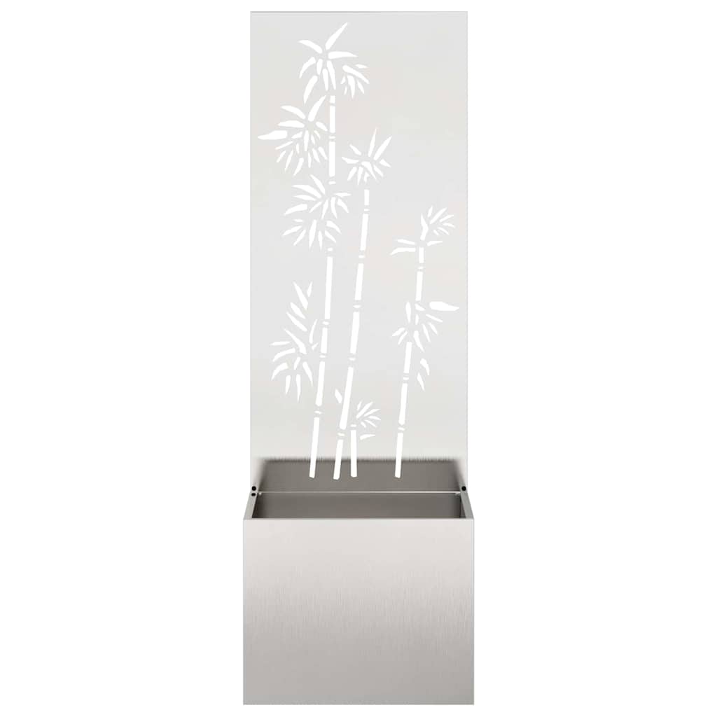 Garten Sichtschutz-Leinwand Floral Silber 50 x 150 cm Edelstahl