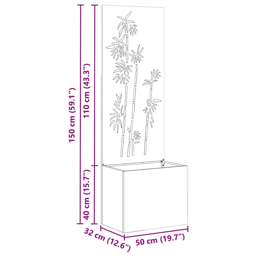 Garten Sichtschutz-Leinwand Floral Silber 50 x 150 cm Edelstahl
