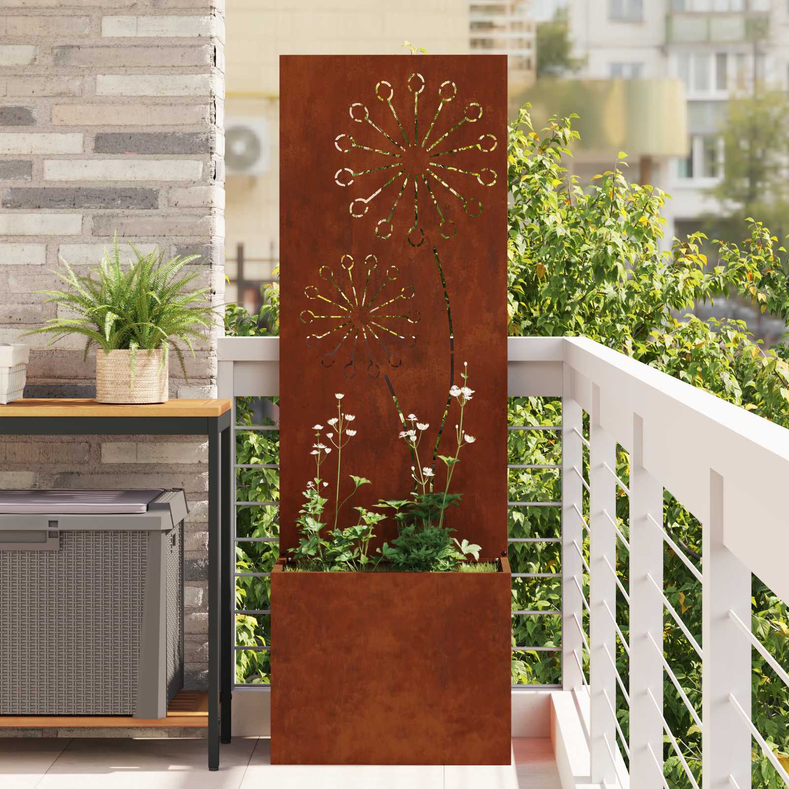 Garten Sichtschutz-Leinwand Rostig 50 x 150 cm Wetterfeststahl