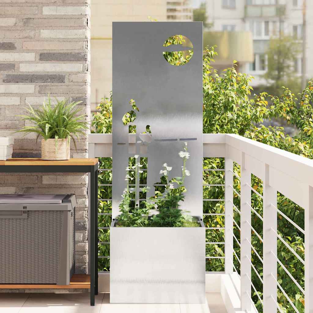 Garten Sichtschutz-Leinwand Silber 50 x 150 cm Edelstahl