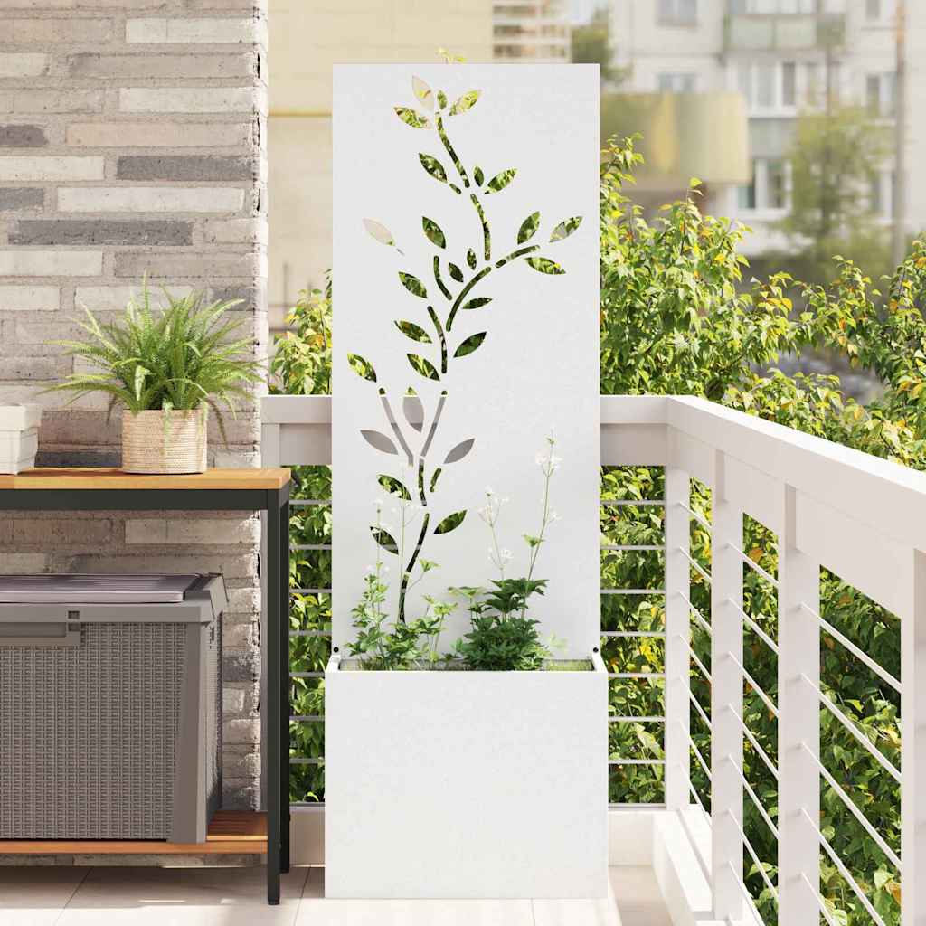 Garten Sichtschutz-Leinwand Floral Weiß 50 x 150 cm