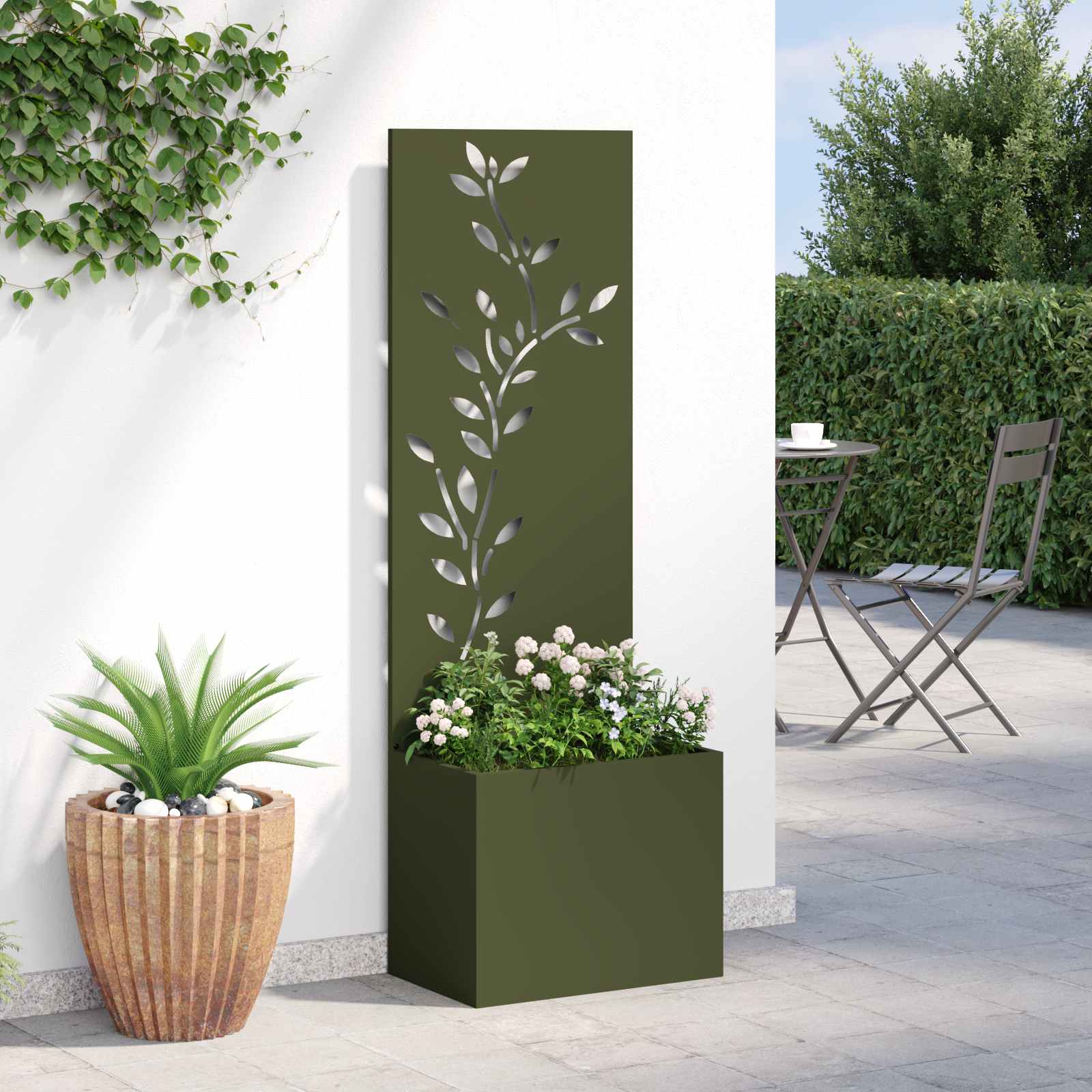 Garten Sichtschutz-Leinwand Floral Olivgrün 50 x 150 cm