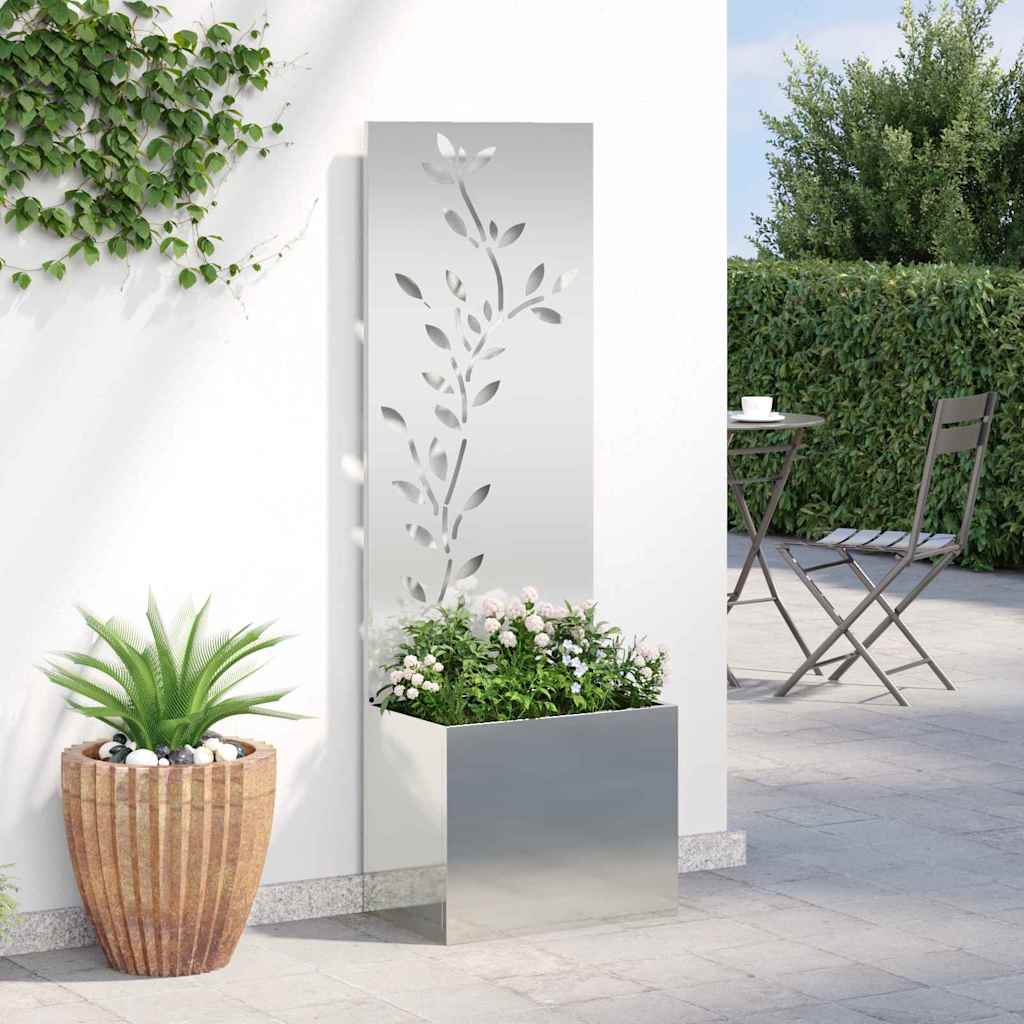 Garten Sichtschutz-Leinwand Floral Silber 50 x 32 x 150 cm