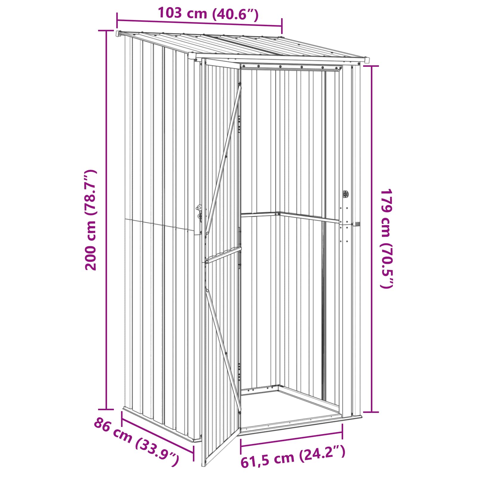 Gartenhütten Anthrazit 103 x 86 x 200 cm Metall
