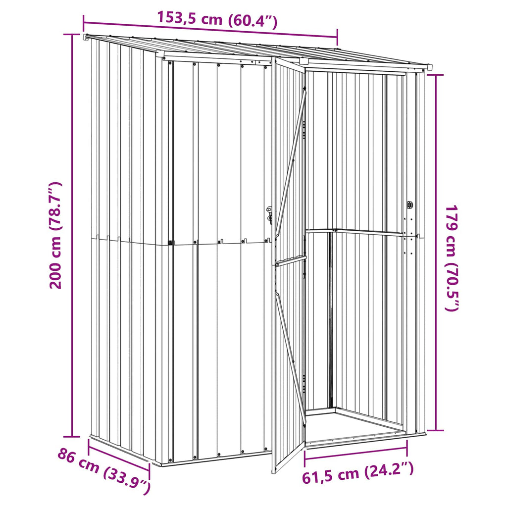 Gartenhütten Anthrazit 153,5 x 86 x 200 cm Metall