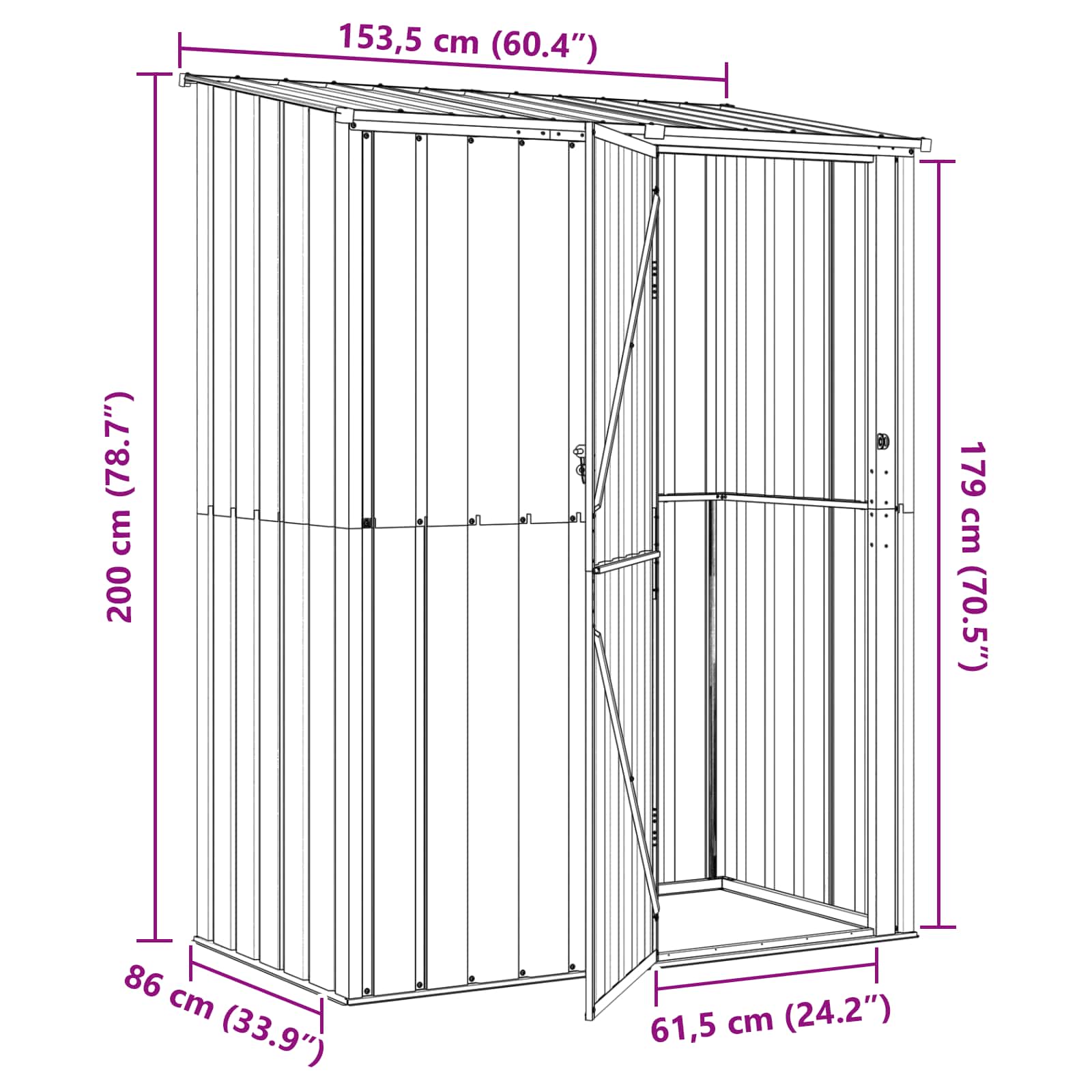 Gartenhütten Anthrazit 153,5 x 86 x 200 cm Metall
