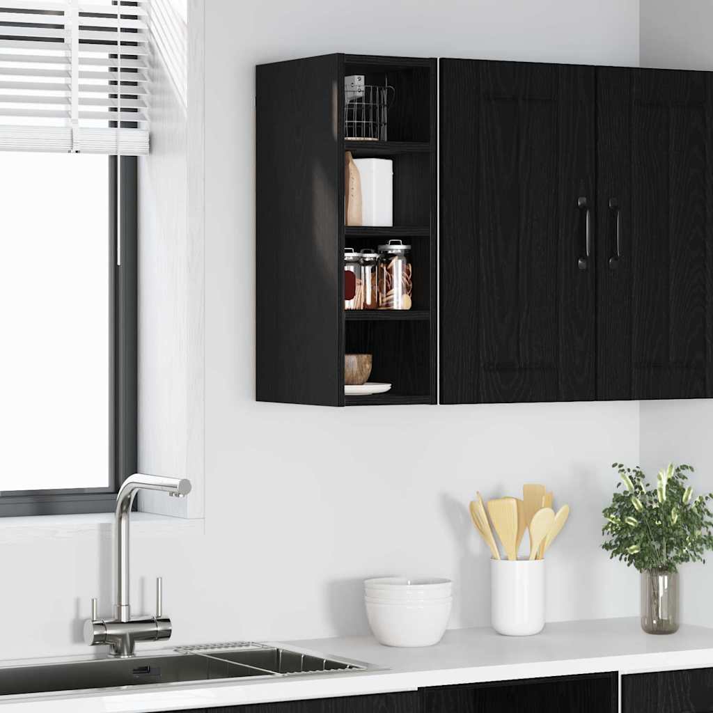 Hängeschrank mit Regal Schwarz Eichen-Optik 20 x 29,5 x 60 cm
