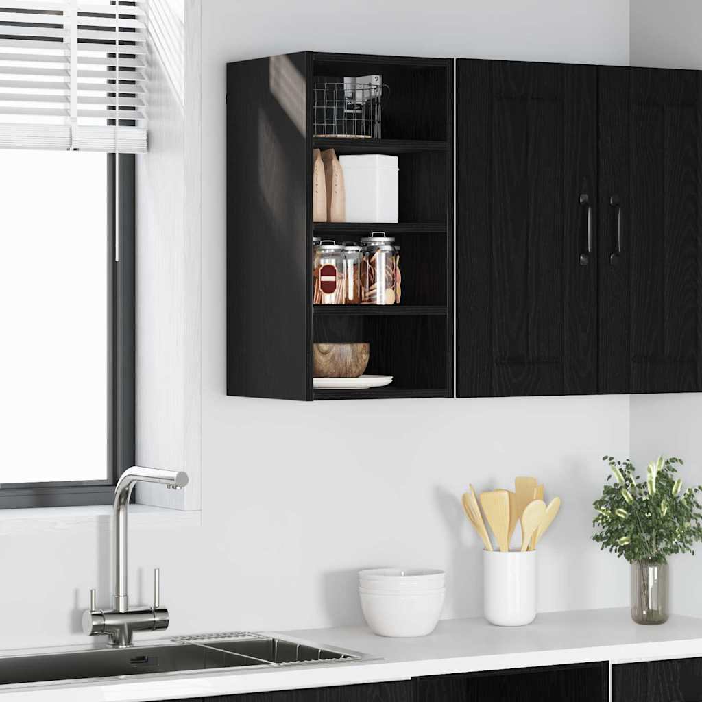 Hängeschrank mit Regal Schwarz Eichen-Optik 30 x 29,5 x 60 cm