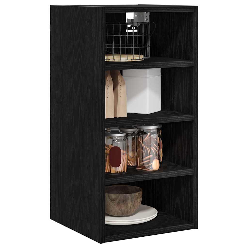 Hängeschrank mit Regal Schwarz Eichen-Optik 30 x 29,5 x 60 cm
