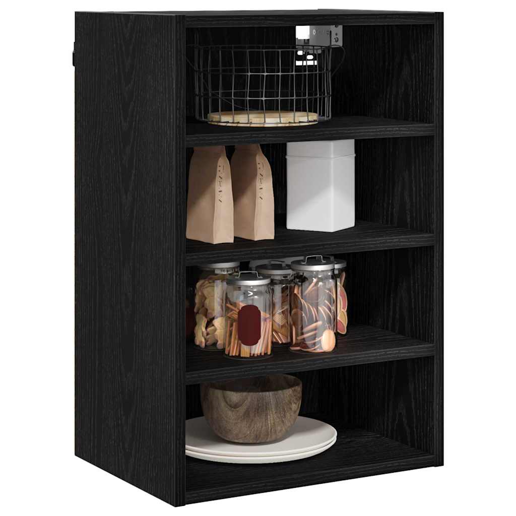 Hängeschrank mit Regal Schwarz Eichen-Optik 40 x 29,5 x 60 cm