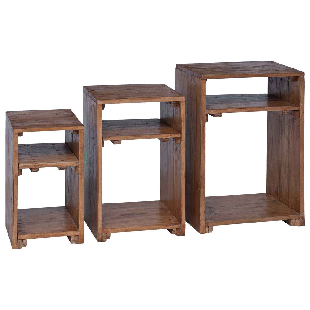 Akzenttisch mit Regal 3 pcs Braun Massives Mahagoni Holz