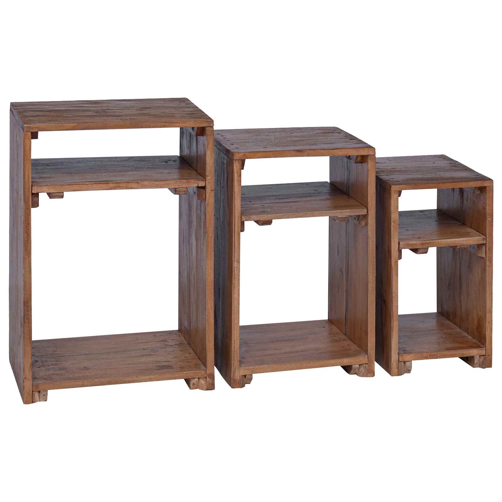 Akzenttisch mit Regal 3 pcs Braun Massives Mahagoni Holz