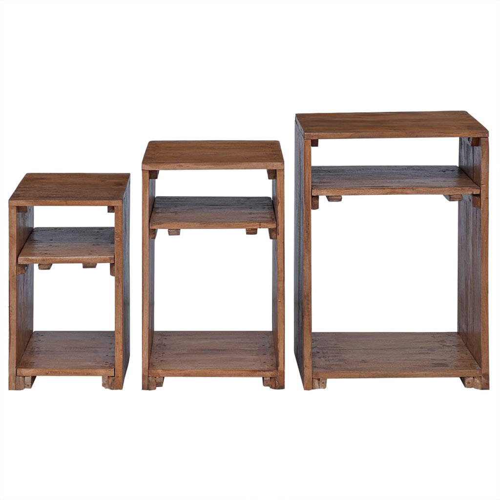 Akzenttisch mit Regal 3 pcs Braun Massives Mahagoni Holz