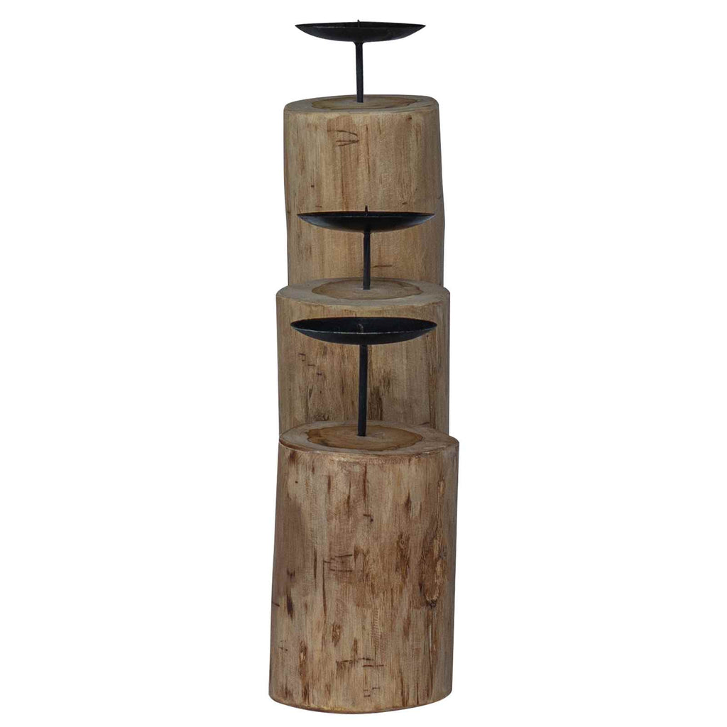 Kerzenhalter 3 pcs Natur Massivholz Teak