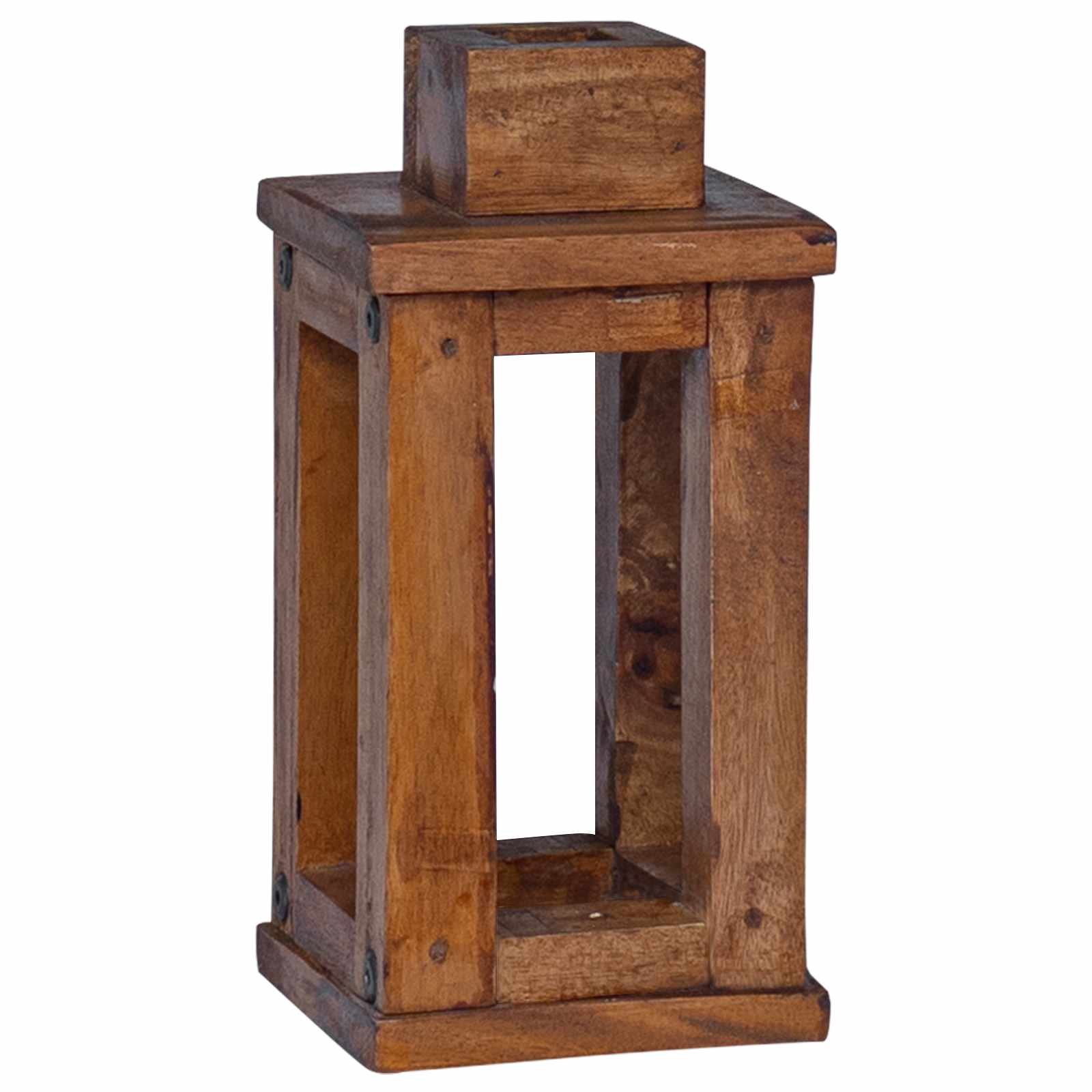 Laterne 3 pcs Natur Mahagoni Holz