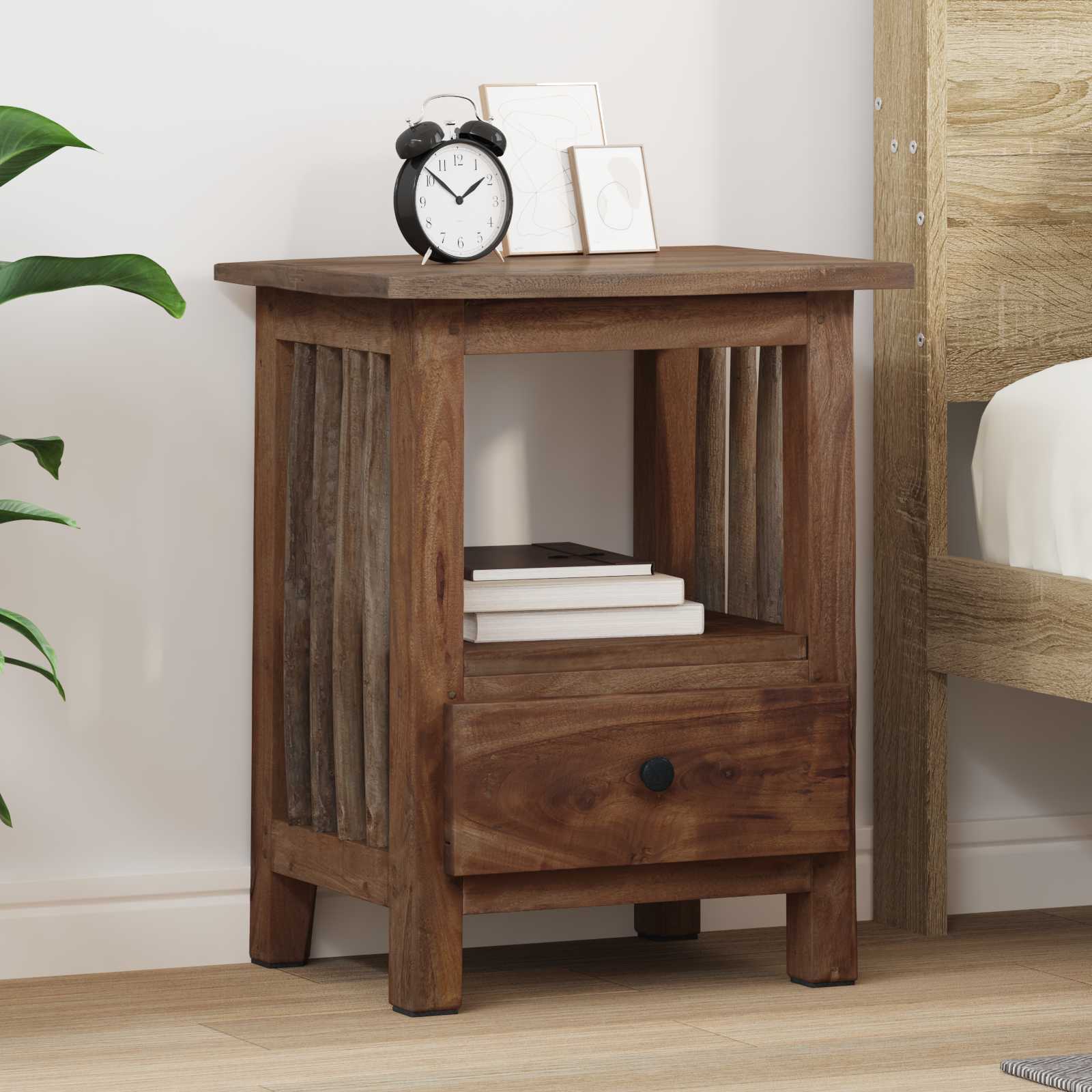 Nachttisch Braun 30 x 30 x 47 cm Massives upgecyceltes Holz
