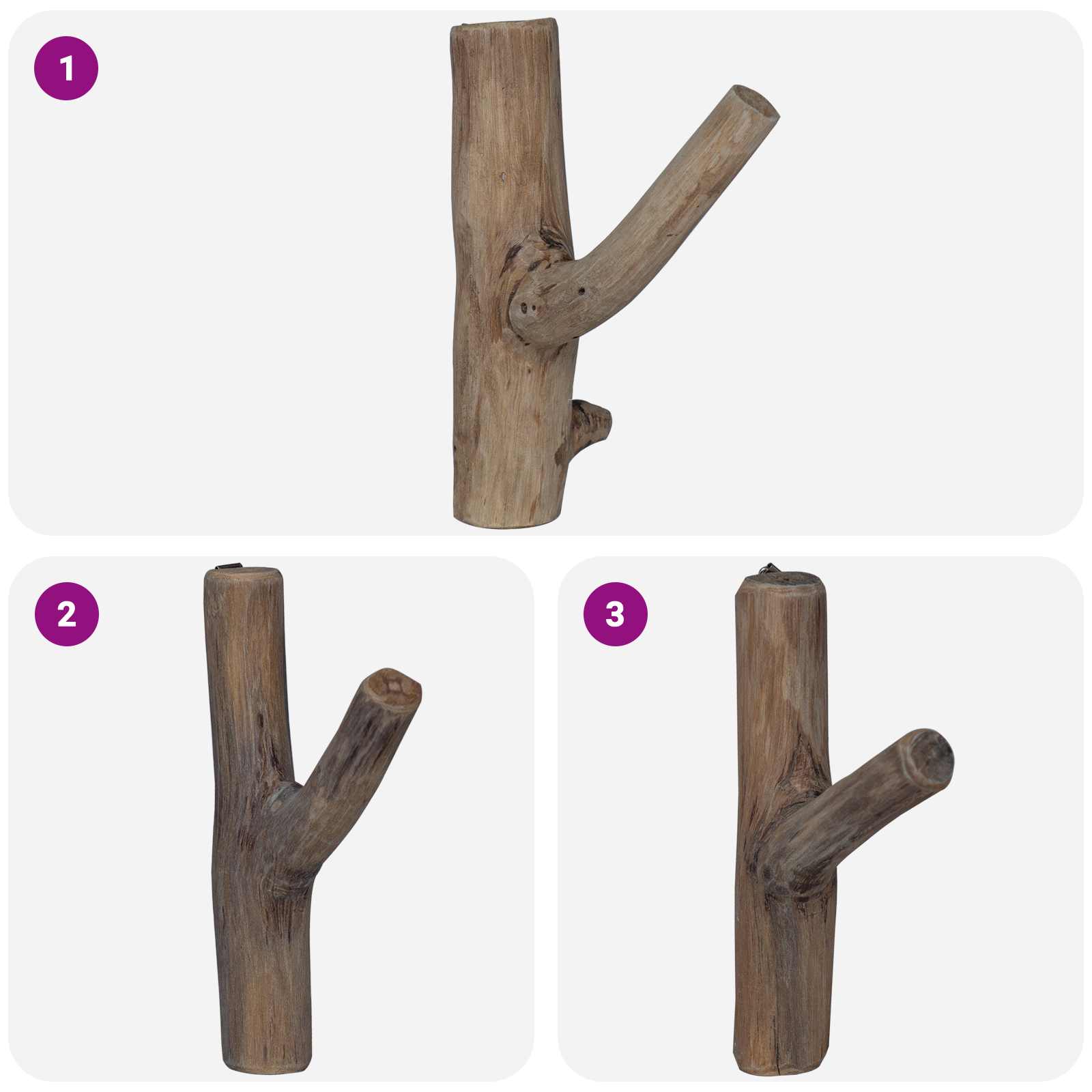 Haken Braun 4 x 4 x 14 cm Massives upgecyceltes Holz