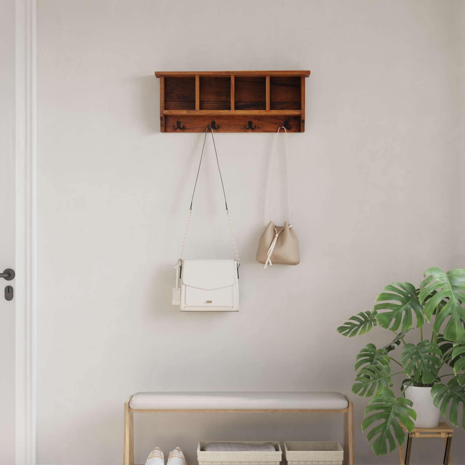 Kleiderbügel Braun 70 x 11 x 27 cm Massives Mahagoni Holz