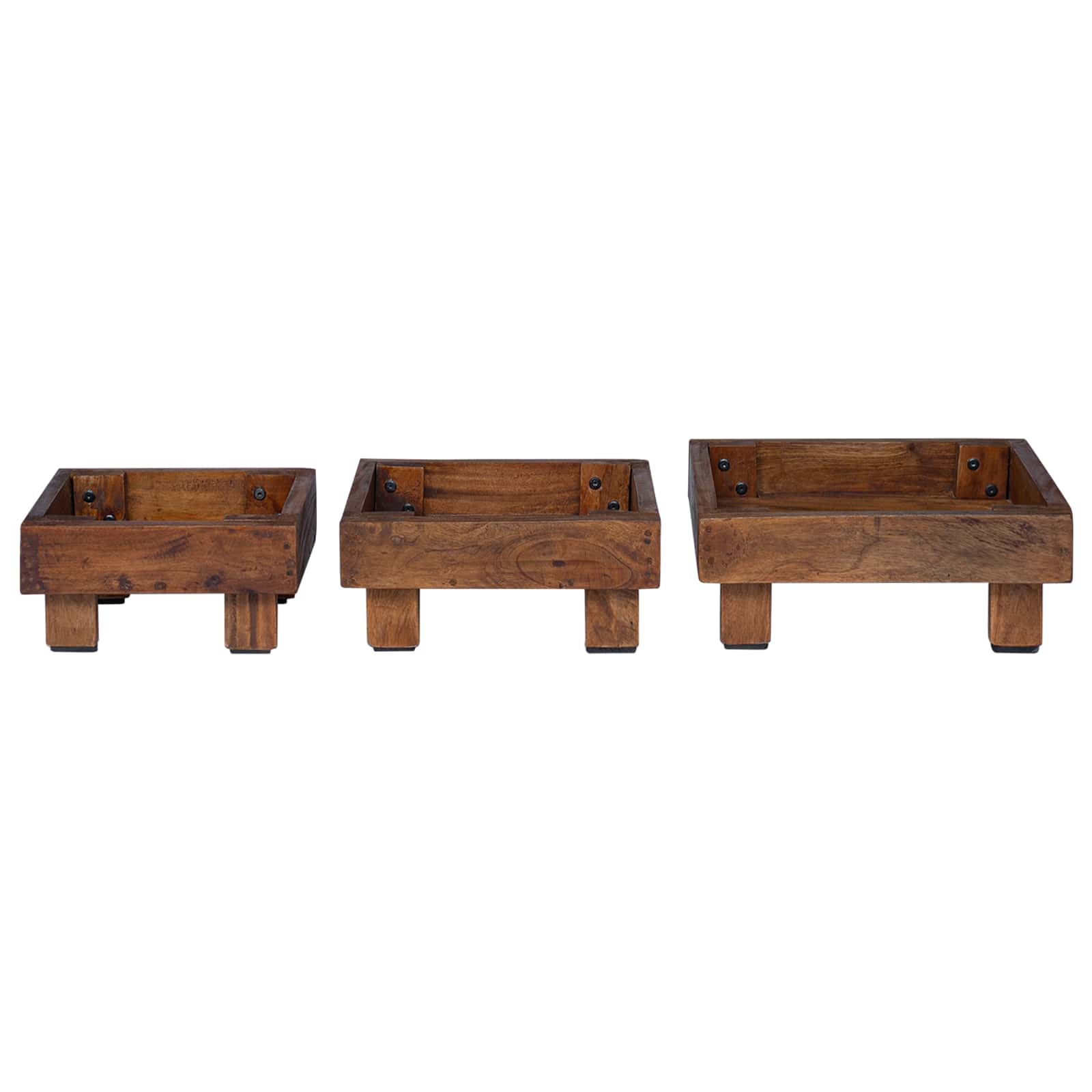 Pflanzenständer 3 pcs Braun Mahagoni Holz