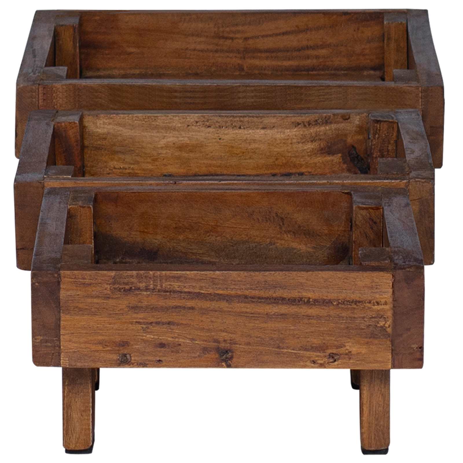 Pflanzenständer 3 pcs Braun Mahagoni Holz