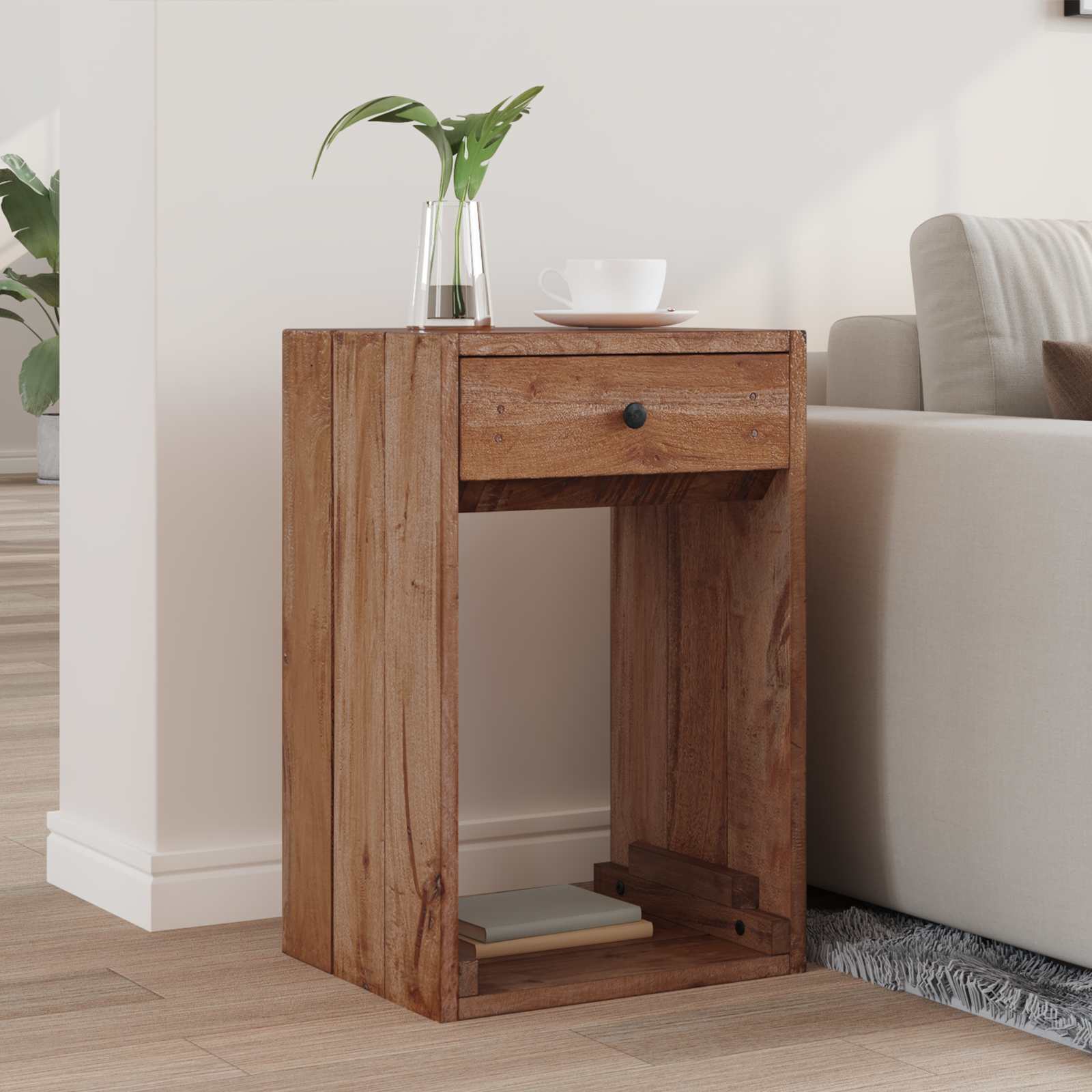 Nachttisch Braun 63 x 30 x 79 cm Massives Mahagoni Holz