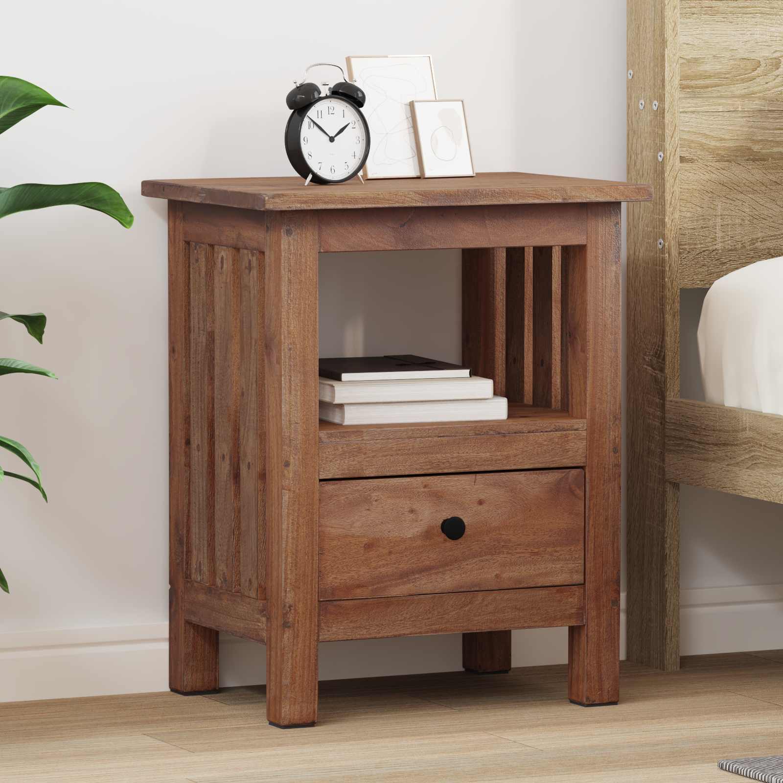 Nachttisch Braun 41 x 30 x 50 cm Massives Mahagoni Holz
