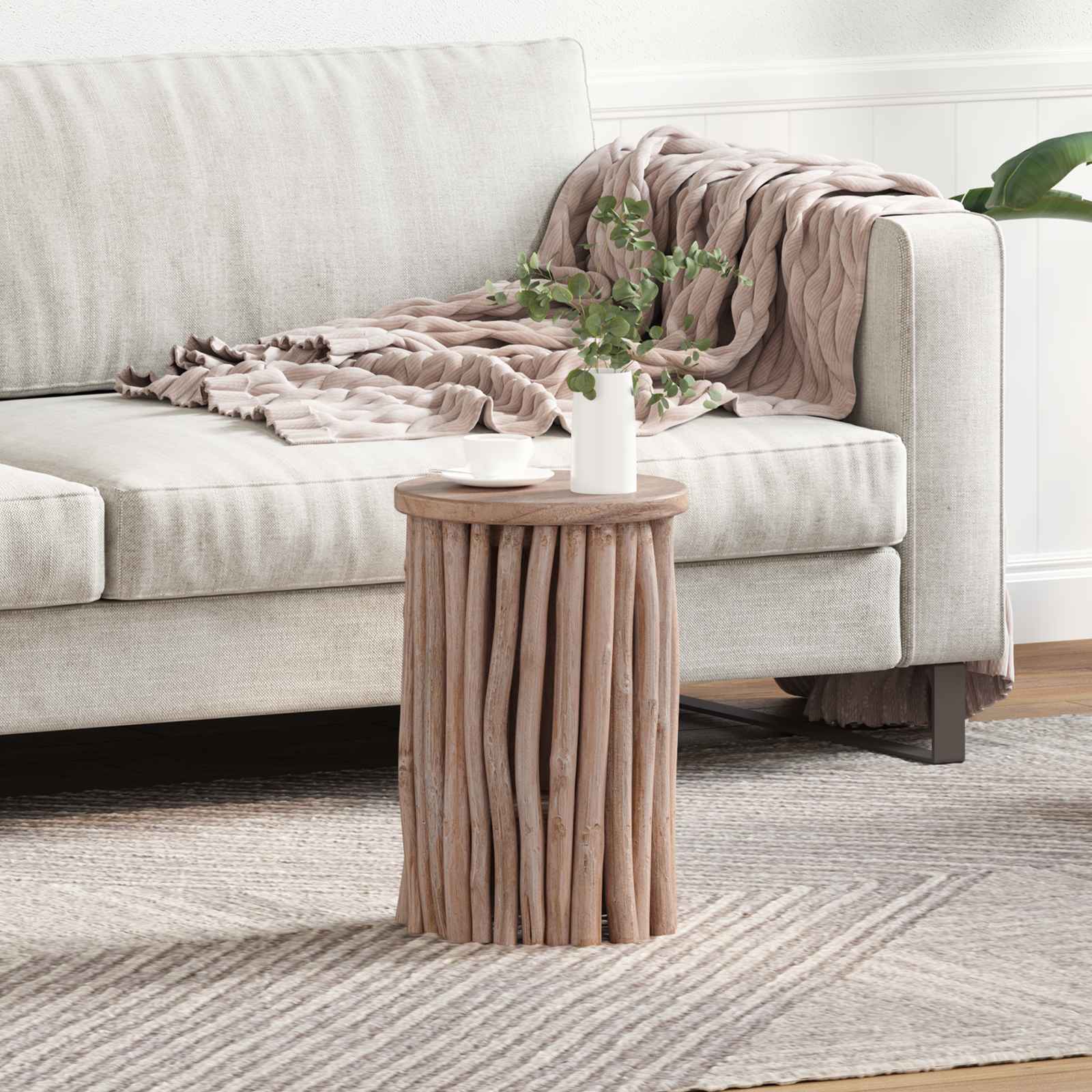 Hocker Natur 30 x 30 x 45 cm Massivholz Teak