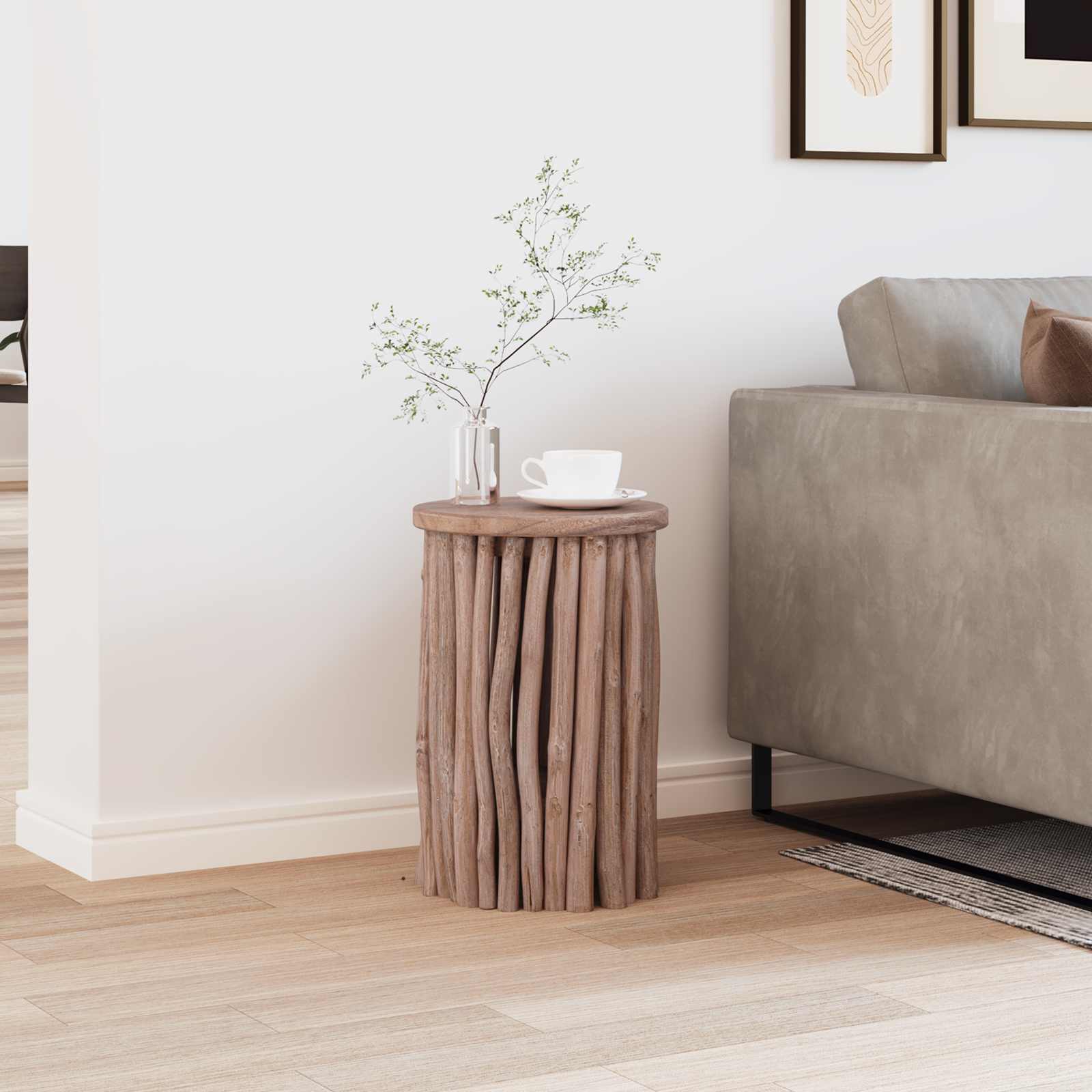 Hocker Natur 30 x 30 x 45 cm Massivholz Teak