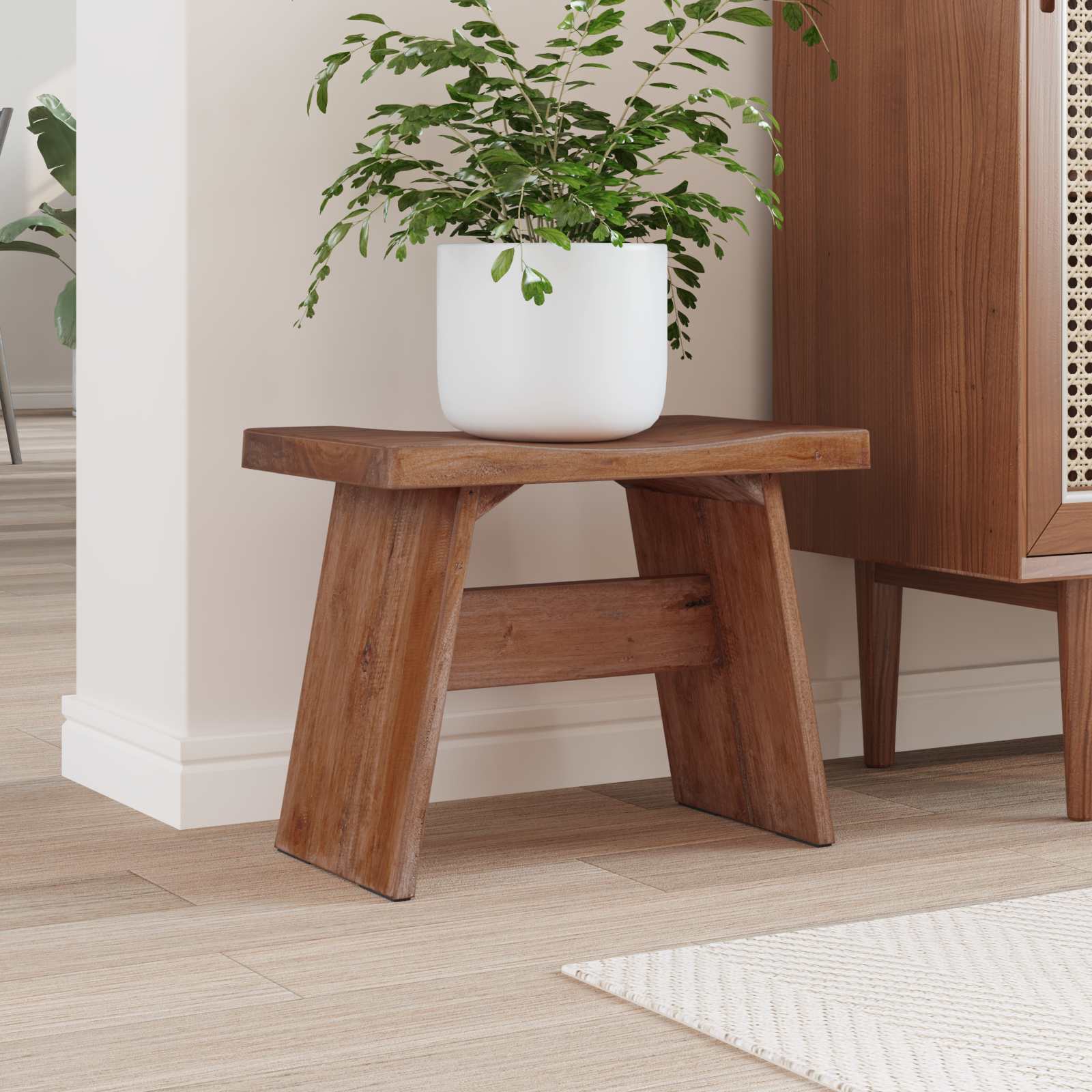 Hocker Natur 40 x 25 x 31 cm Mahagoni Holz