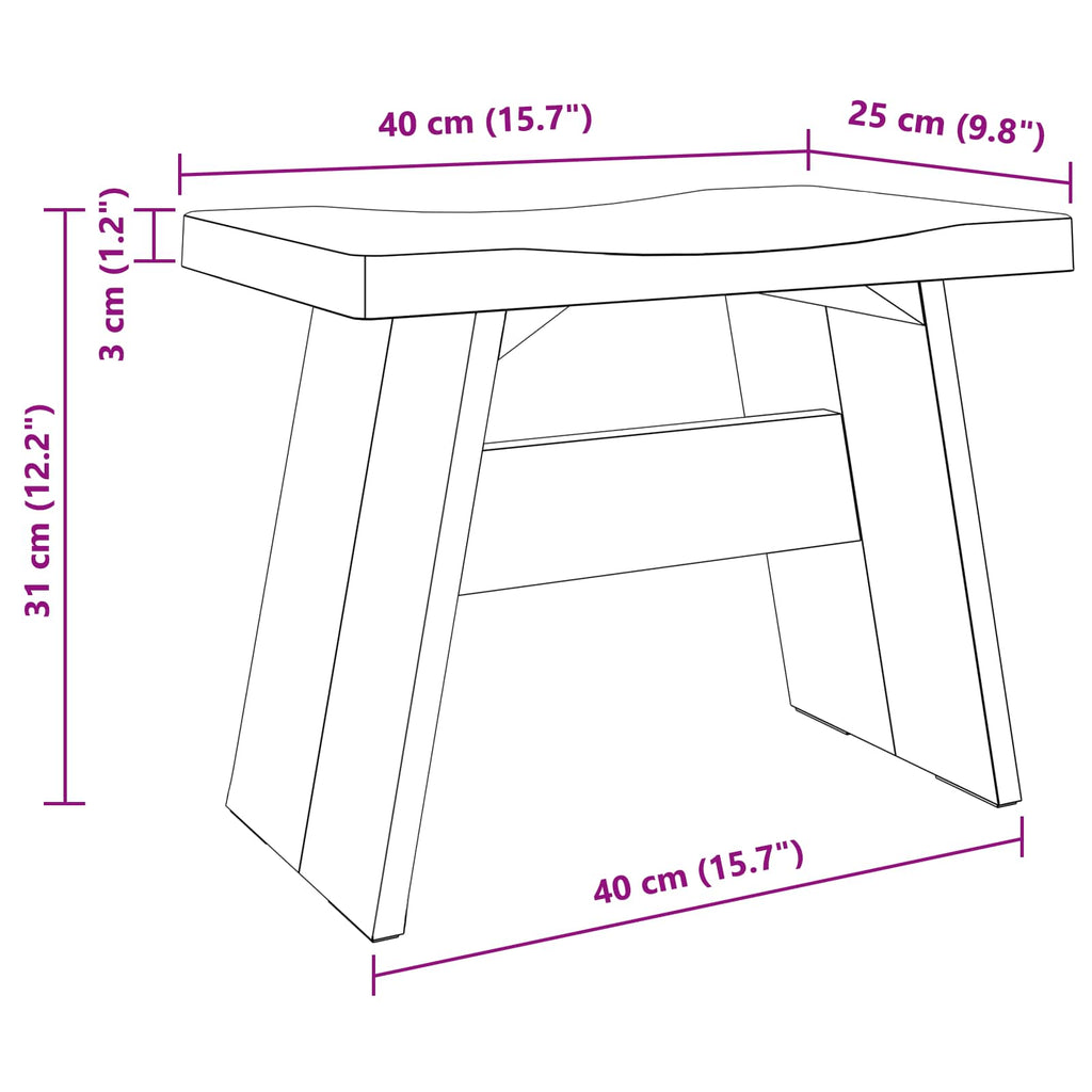 Hocker Natur 40 x 25 x 31 cm Mahagoni Holz