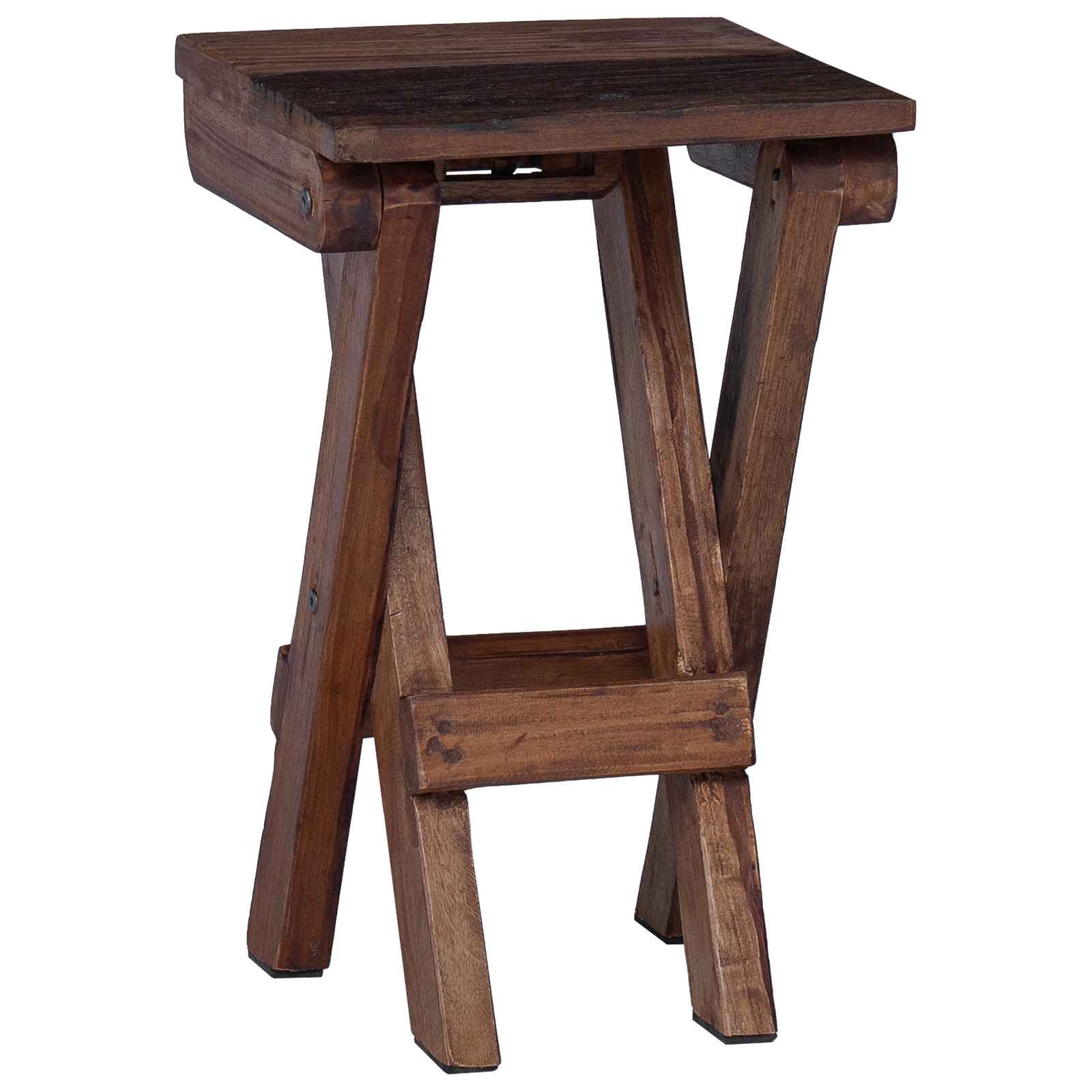 Hocker Natur 30 x 30 x 48 cm Massivholz Altholz