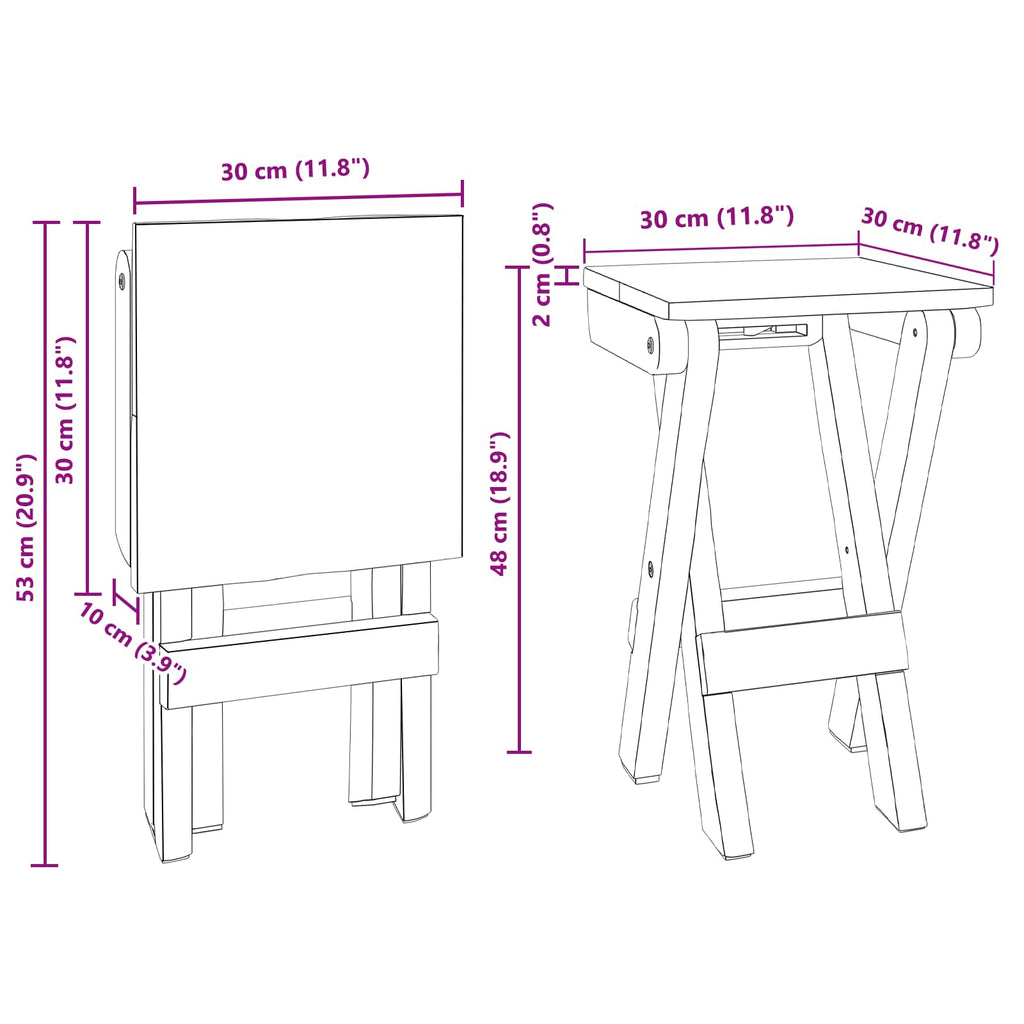 Hocker Natur 30 x 30 x 48 cm Massivholz Altholz