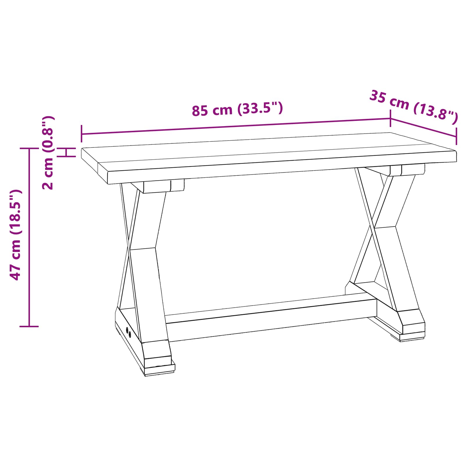 Bank Natur 85 x 35 x 46 cm Massivholz Altholz