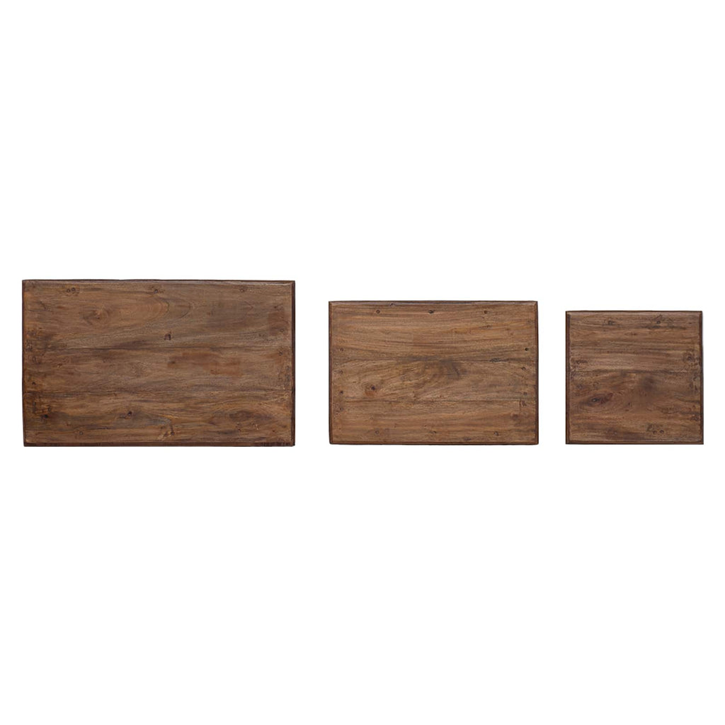 Nestingtisch 3 pcs Braun Massivholz Mahagoni