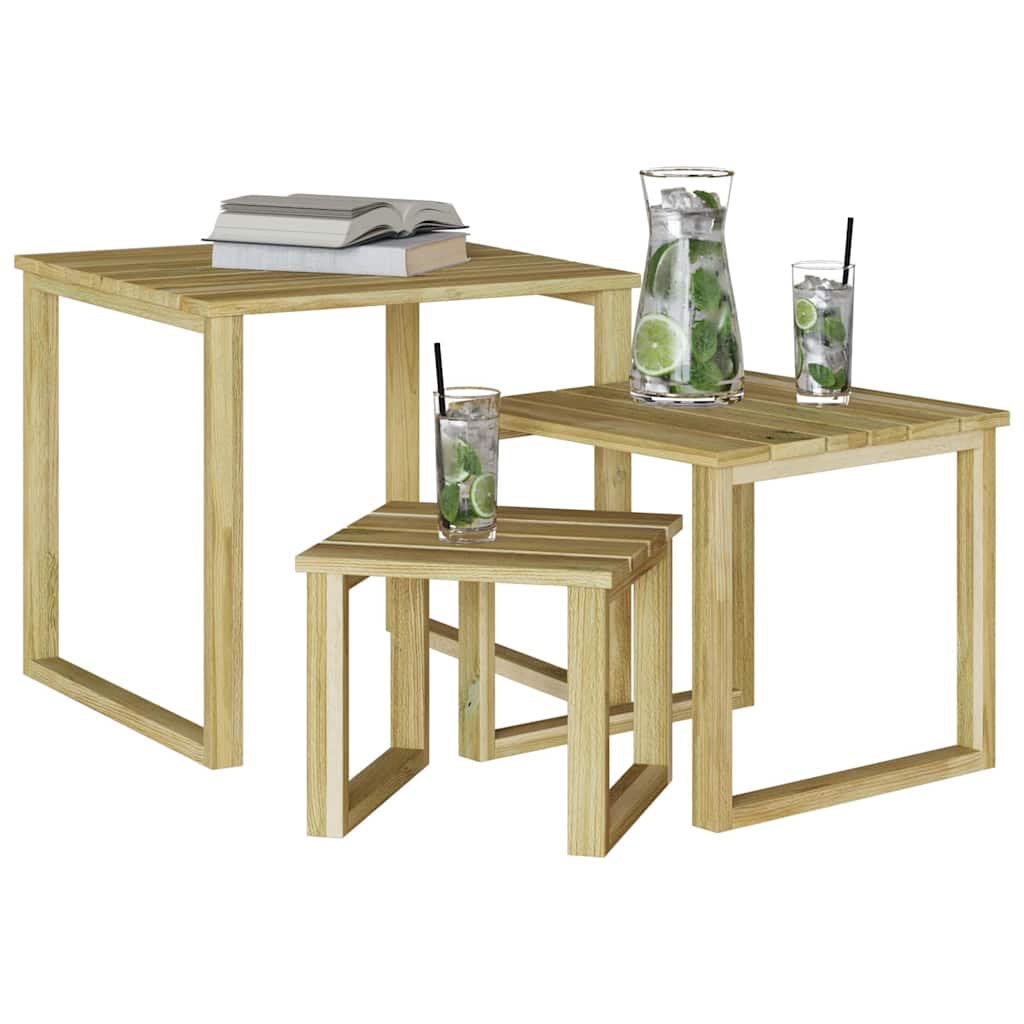 Tisch 3 pcs Natur Imprägniertes Kiefernholz
