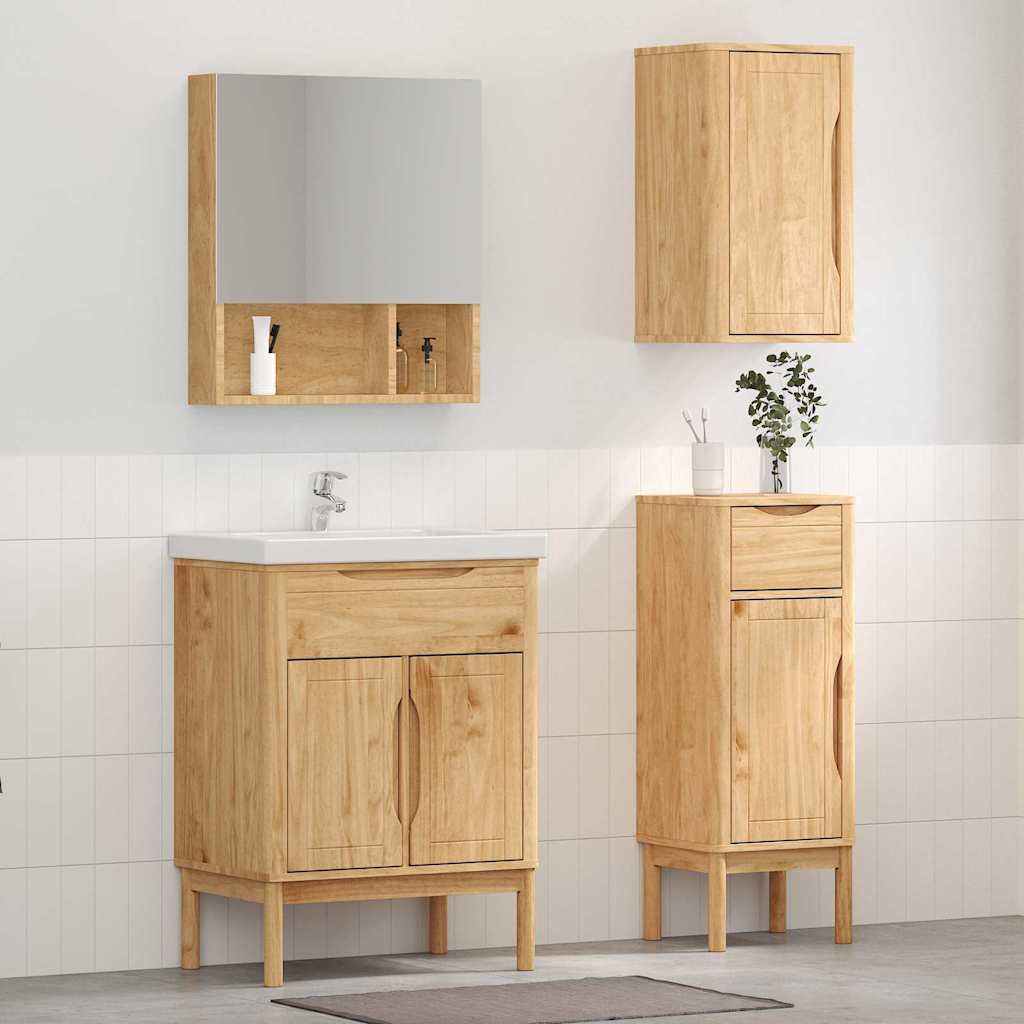 Badezimmermöbel-Set FLORO 3 pcs Wachsbraun Massivholz Kiefer
