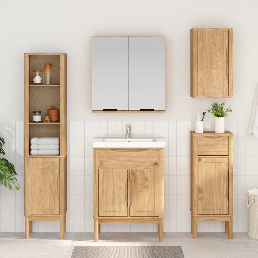 Badezimmermöbel-Set FLORO 4 pcs Wachsbraun Massivholz Kiefer