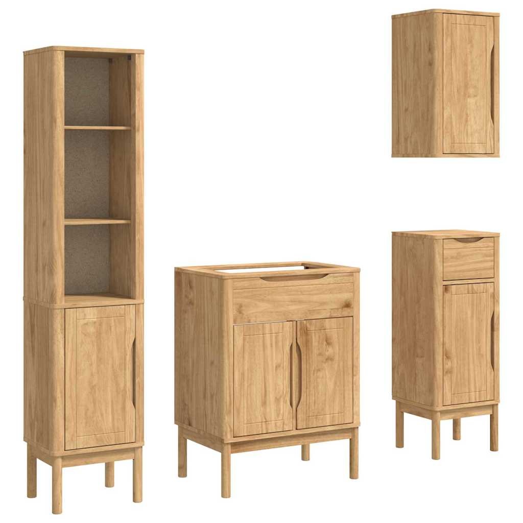 Badezimmermöbel-Set FLORO 4 pcs Wachsbraun Massivholz Kiefer