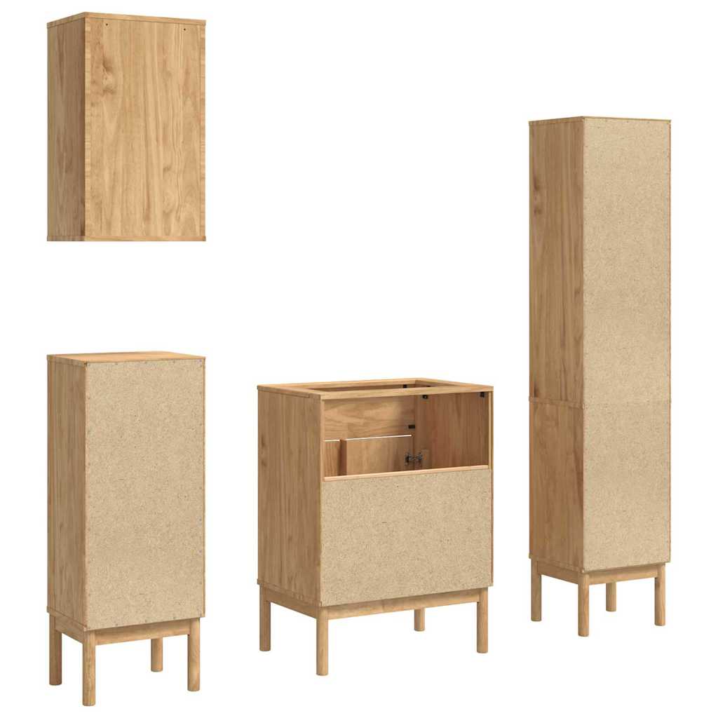 Badezimmermöbel-Set FLORO 4 pcs Wachsbraun Massivholz Kiefer