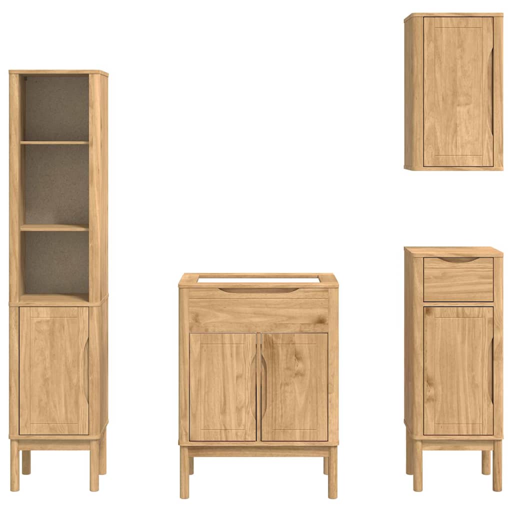 Badezimmermöbel-Set FLORO 4 pcs Wachsbraun Massivholz Kiefer