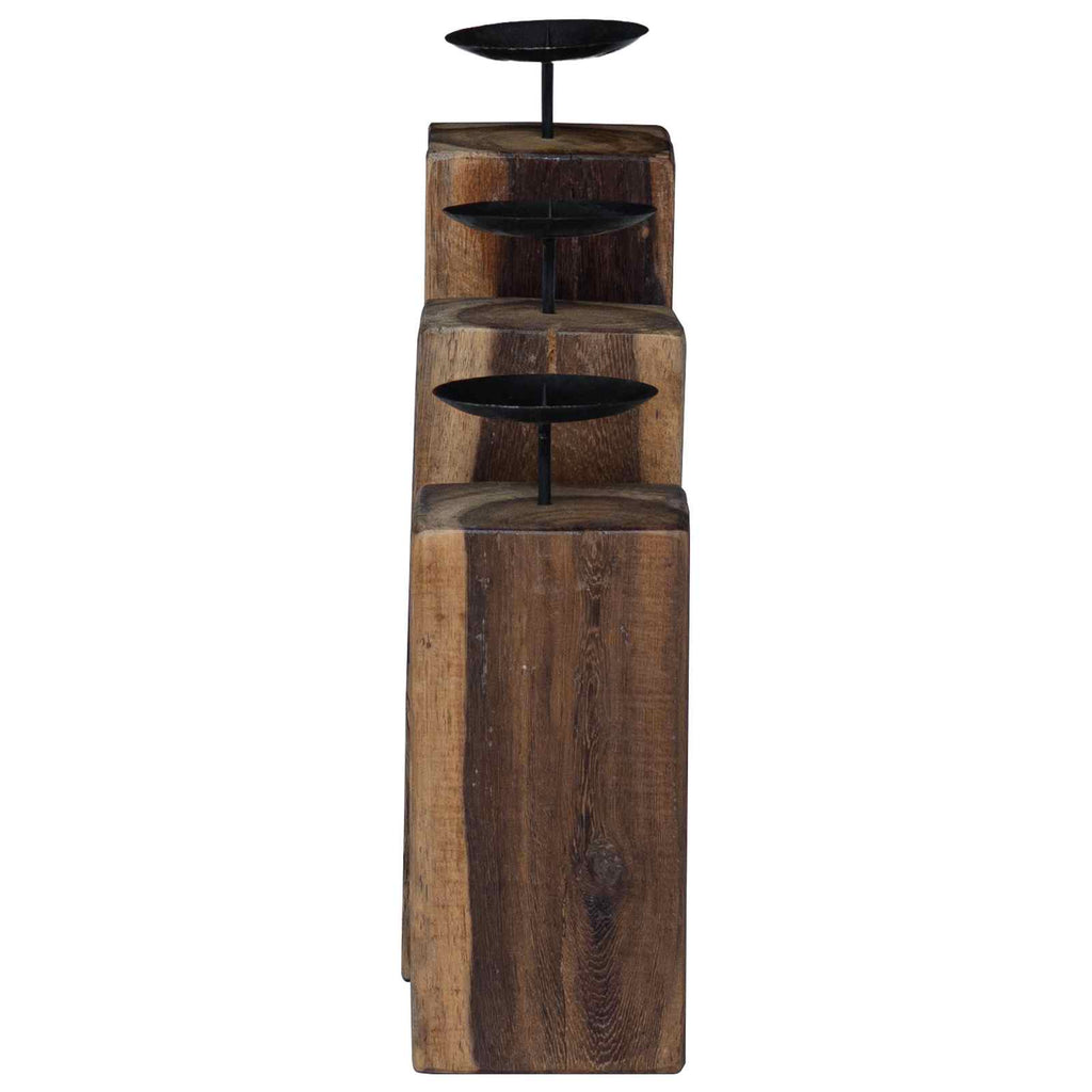 Kerzenhalter 3 pcs Natur Massivholz Altholz